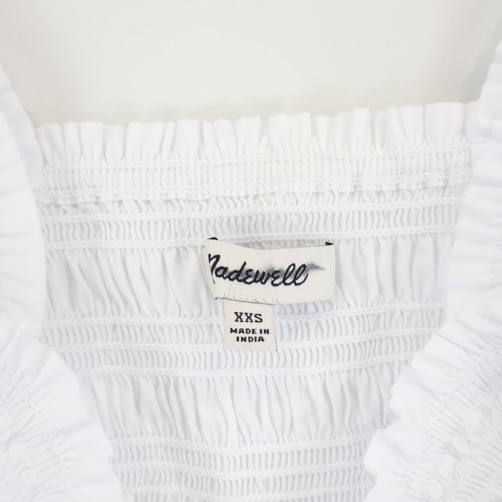 Madewell 100% Cotton Poplin Smocked Cropped Slim Fit Tank White Size XXS - Picture 8 of 9
